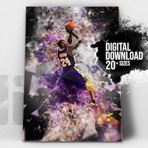 Kobe Bryant Poster | Lakers | Mamba Mentality | digital printable canvas wall art | NBA  basketball Legend | Basketball artwork gift