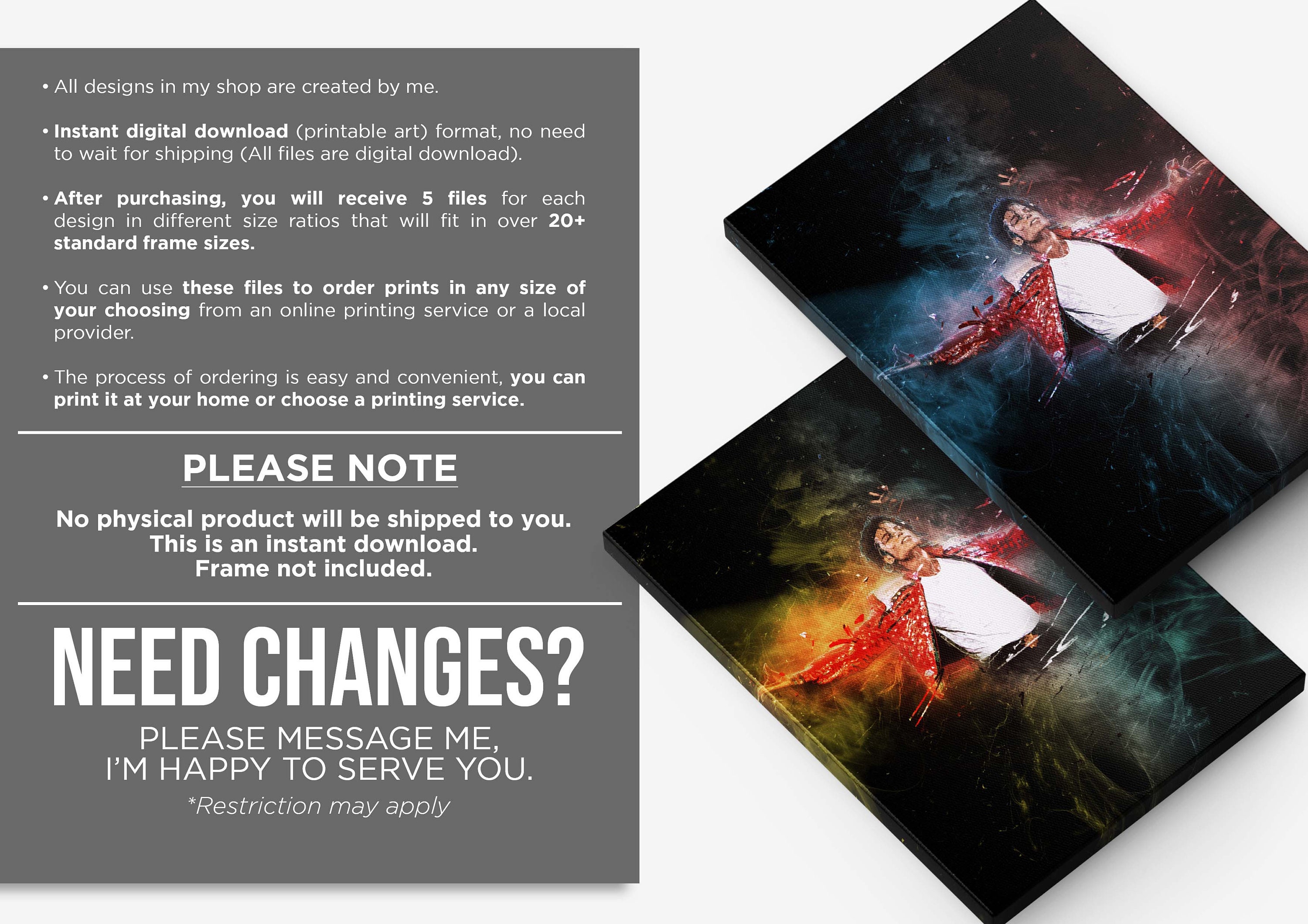 Michael Jackson Poster Digital Printable Canvas Wall Art Gift for Him ...