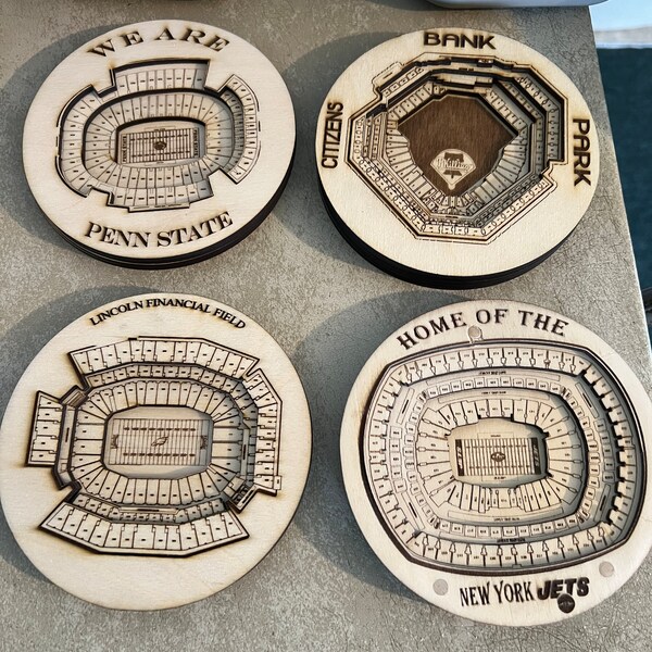 Wood Stadium Coasters Etsy