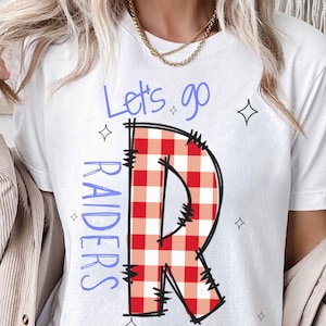 Gingham Raider Shirt, Let&#39;s Go Raiders, Customizable, Raiders Football, Raiders Mascot, Raider Shirt, Raiders Basketball, Raiders Game Day