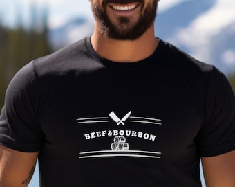 Beef and Bourbon Shirt Bourbon Lovers Tee BBQ Party Shirt Gift for Him Father's Day Gift Steak and Whiskey Shirt Gift for Dad