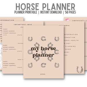 Neutral Horse Planner Record Book/Printable Equestrian Organizer/Downloadable Horse Planner/Equestrian Planner/Horse Recordkeeping 2023