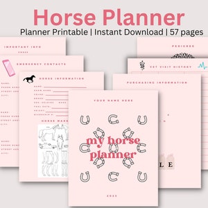 Pink Horse Planner Record Book/Printable Equestrian Organizer/Downloadable Horse Planner/Equestrian Planner/Horse Recordkeeping 2023