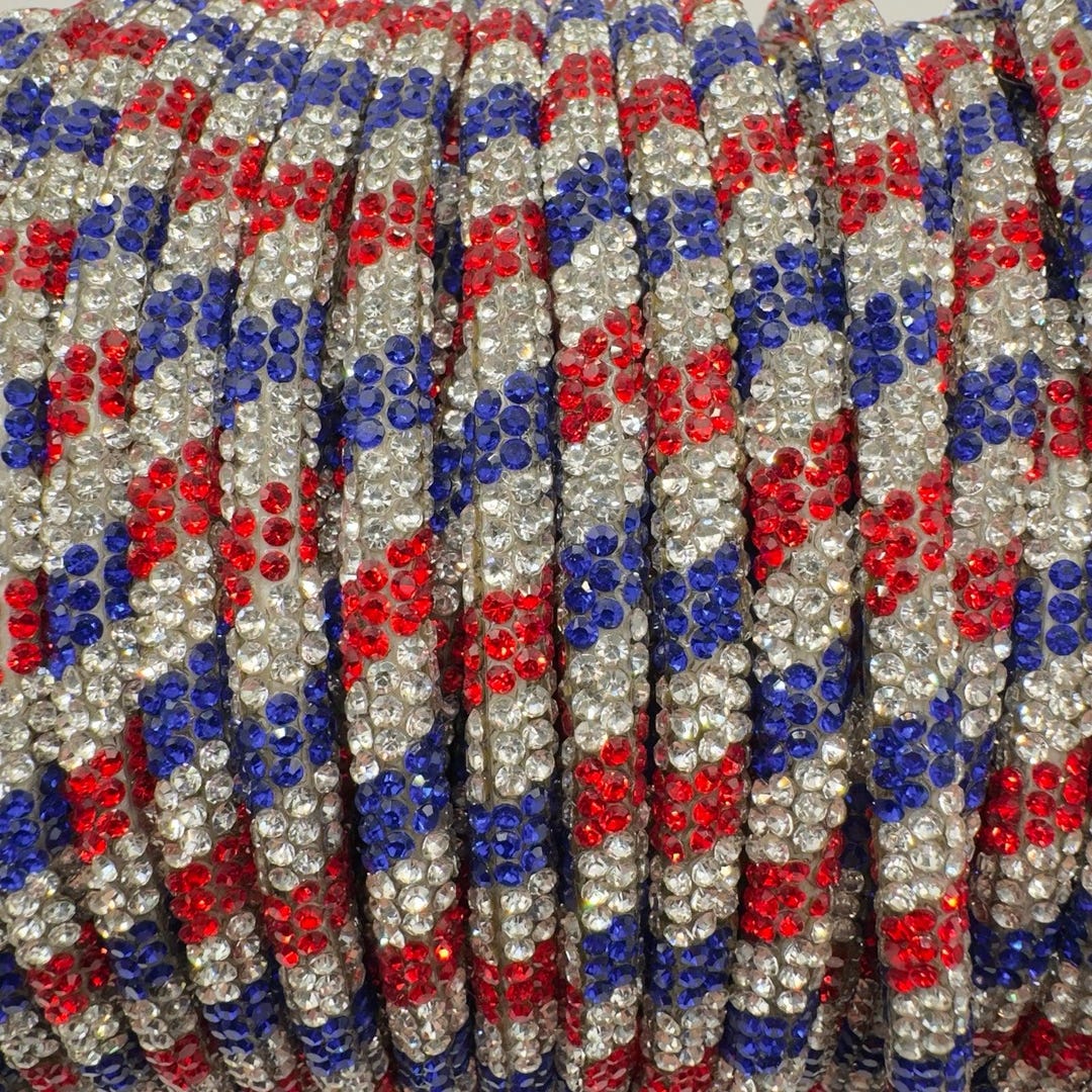 3 Stone Red White Blue Rhinestone Rope - Etsy