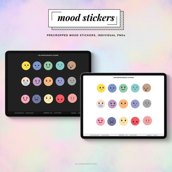 Fun Mood Tracker Digital Stickers for Digital Planners/Journals, Precropped Stickers, GoodNotes 5 Elements