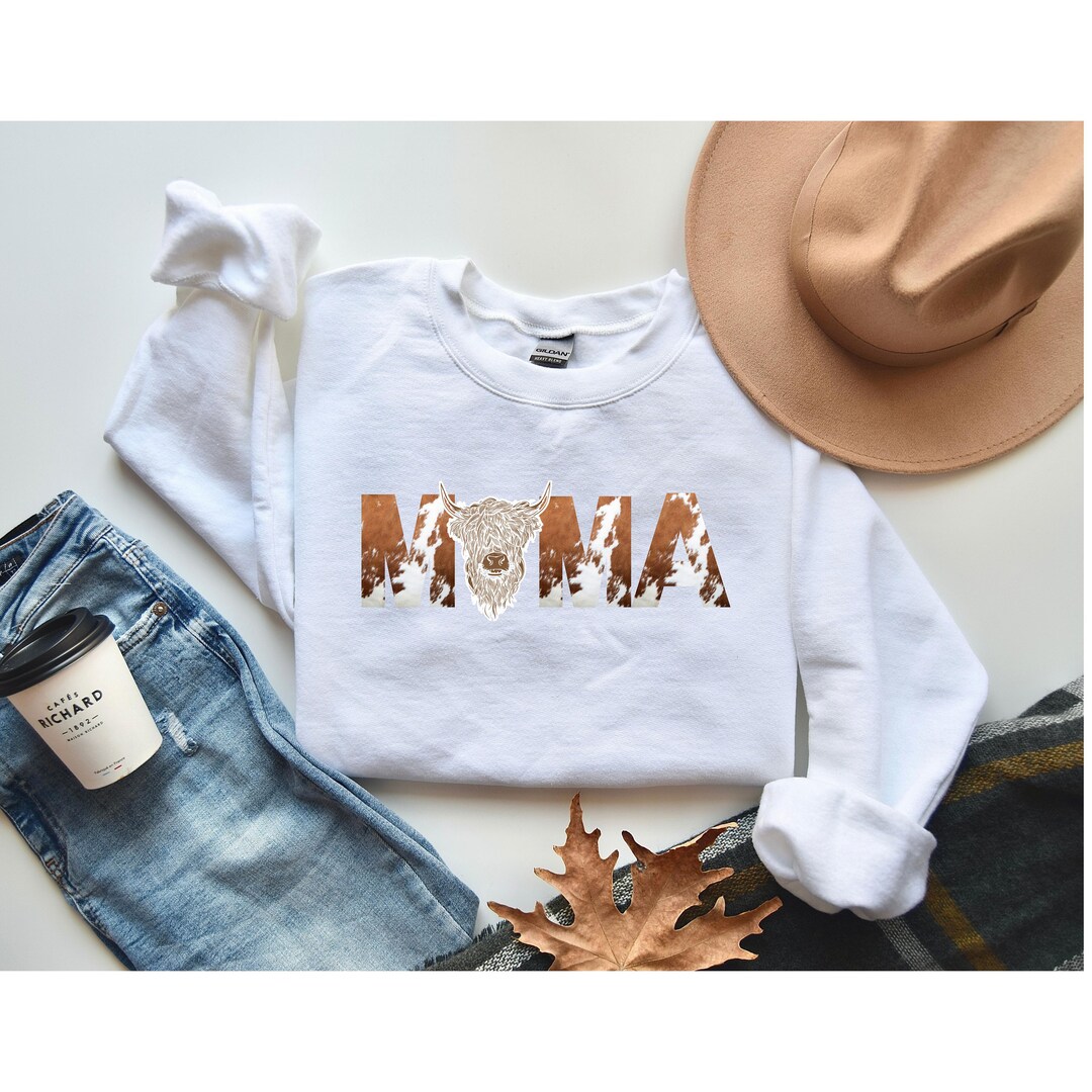 Mama Highland Cow Crewneck Sweatshirt, Mama Crewnecks, Gifts for Her, Western Mamas, Western