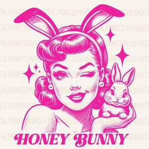 Honey Bunny PNG, Sassy Bunny PNG, Trendy Vintage Retro Funny Design for