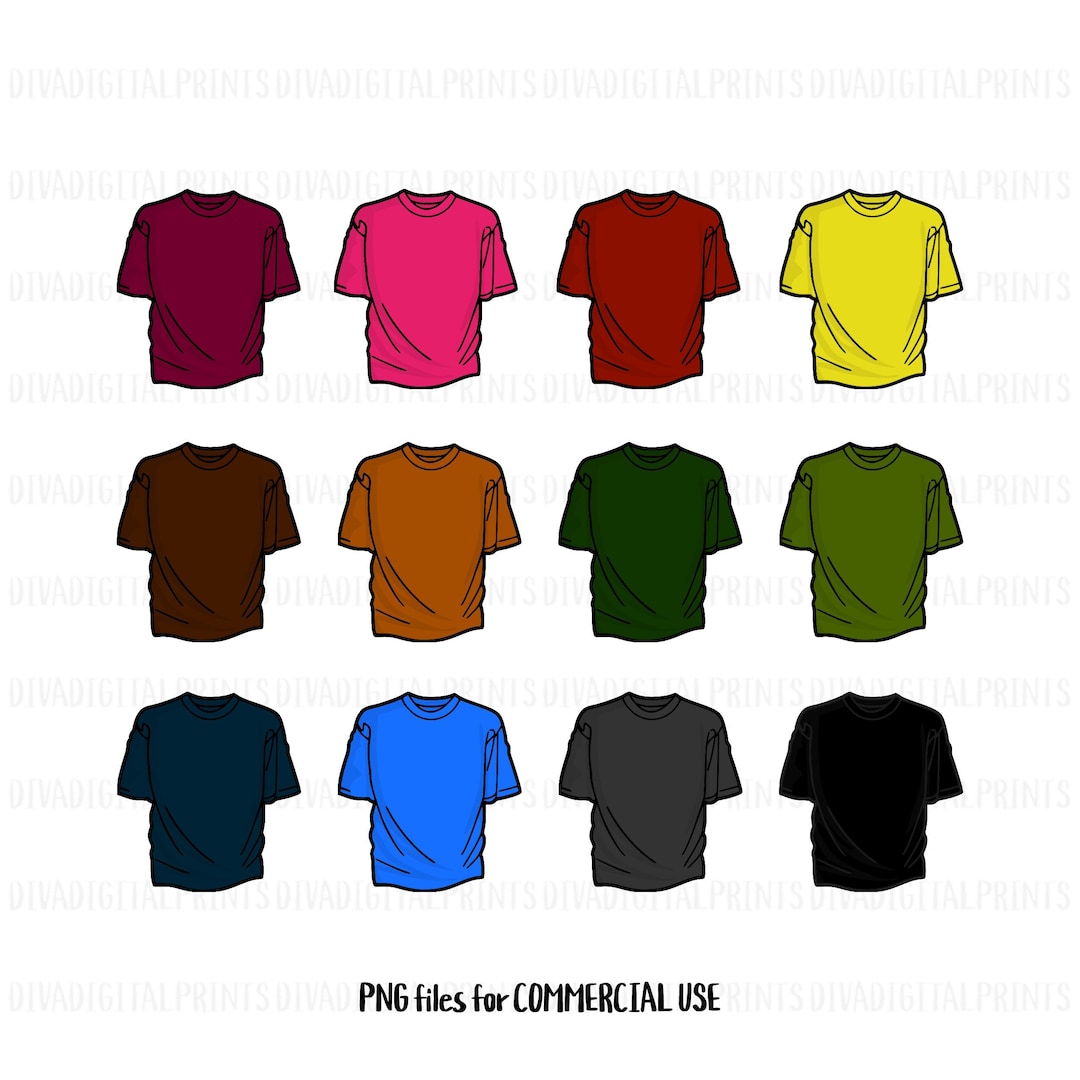 Tshirt Clip Art Color T Shirts Clip Art Bundle Shirt Etsy