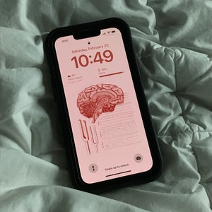 Neurology/Brain Anatomy iPhone Wallpaper  (Red with light tan background)