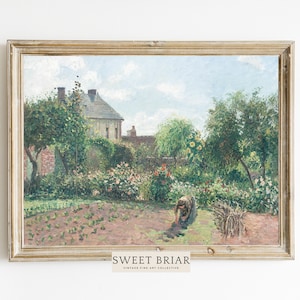 English Countryside Print | English Countryside Art | Summer Garden Countryside Landscape Art | Vintage English Countryside Painting|No. 207