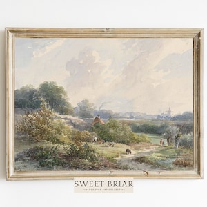English Countryside Print | English Countryside Art | Countryside Landscape Art | Vintage English Countryside Painting | Fine Art  No. 207