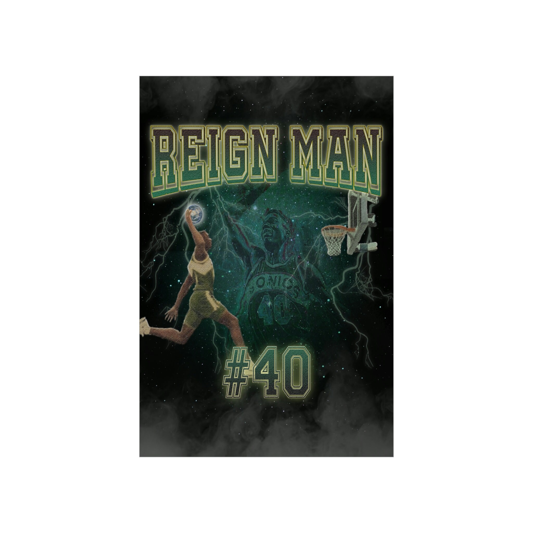 Shawn Kemp Reign Man Vintage Poster Etsy