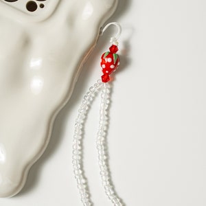 Strawberry Phone Charm Strap, y2k phone straps, Phone wrist strap, phone lanyard, beaded phone strap, colorful beaded phone charms