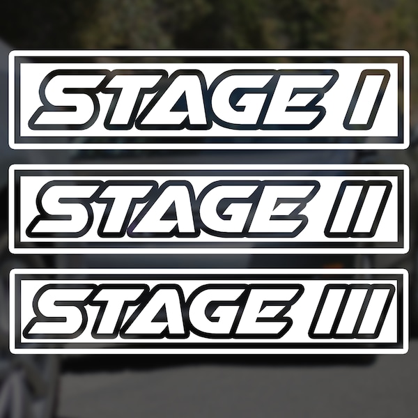 Tune Stage - Custom Decal Sticker (Tuned, Stage 1 2 3 I II III, Holographic, Bumper Sticker, Windshield Sticker, Stance, Window, Laptop)