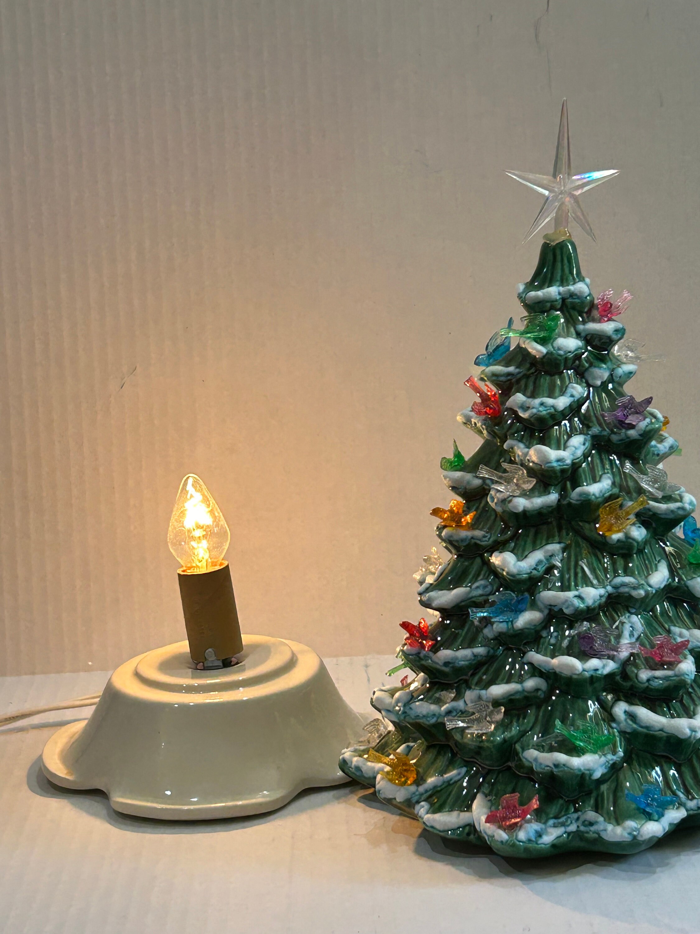 Vintage ceramic christmas tree with bird lights deals