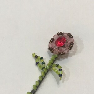 Blythe Doll Hair Accessory Rhinestone and Seed Bead Flower Hair Clip