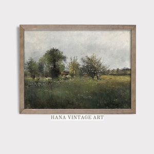 Paesaggio vintage stampa Country Farmhouse Decor Moody Art Paesaggio stampabile Rustic Wall Art Download digitale Nature Art Cottagecore #91