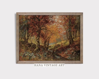 Fall Wall Decor Autumn Art Print Vintage Autumn Landscape Painting Fall Art Printable Rustic Autumn Decor Digital Download Nature Art #89
