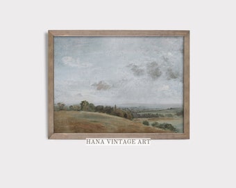 Vintage Landscape Art Muted Wall Decor Landscape Painting Neutral Wall Art Digital Download Mountain Art Print Nature Wall Art #34