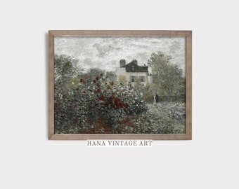 Cottage Wall Decor Digital Download Art Rose Garden Painting Rustic Farmhouse Decor Moody Art Country Home Printable Vintage wall Art #149
