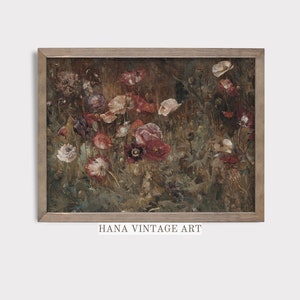 Vintage flower field Painting Floral art print Rustic farmhouse decor Antique Botanical Wall Art Printable Flower Wall Decor Downloadable 78
