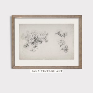 Printable Flower Art Vintage Wall Art Flower Pencil Sketch Prints Floral Black And White Art Vintage Decor Pencil Drawing Downloadable #37