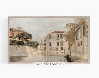 Samsung Frame TV Art | Venice Canal Painting | Vintage Neutral Italy Art | Digital Download | Landscape Art | #TV 146