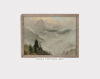 Vintage Landscape Wall Decor Nature Art Print Rustic Mountain Wall Art Moody Landscape Printable Muted art Digital Download #16