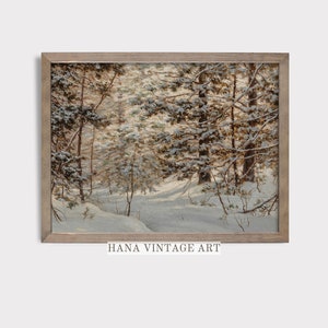 Winter Wall Decor Snowy Landscape Art Snow Trees Painting Cozy Winter Decor Winter Cabin Art Winter Nature Print Cottage Digital Download 69