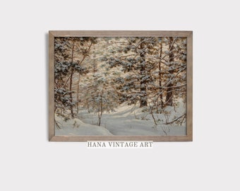 Winter Wall Decor Snowy Landscape Art Snow Trees Painting Cozy Winter Decor Winter Cabin Art Winter Nature Print Cottage Digital Download 69