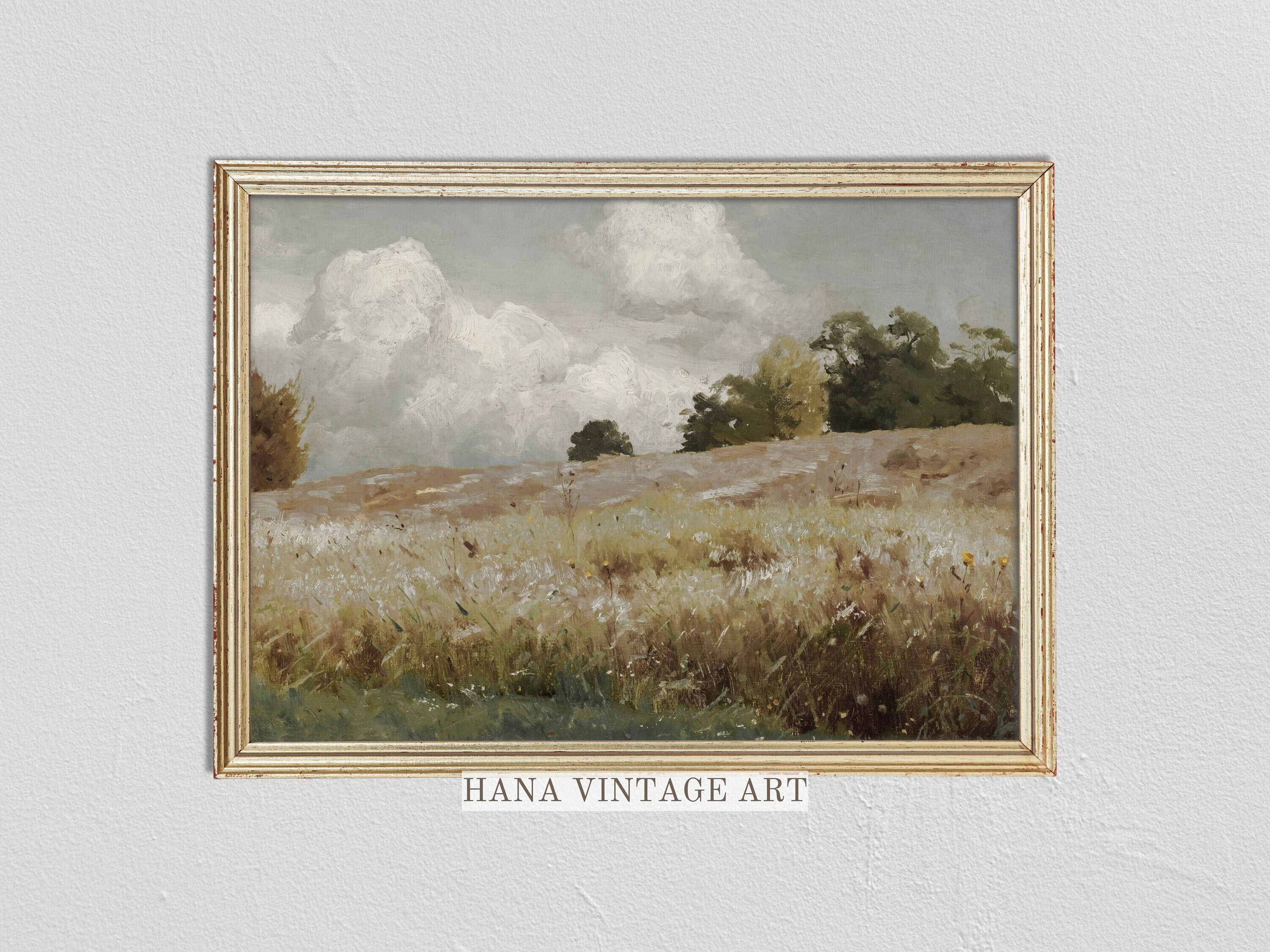 Vintage Farmhouse Wall Decor Country Landscape Painting Rustic Home ...