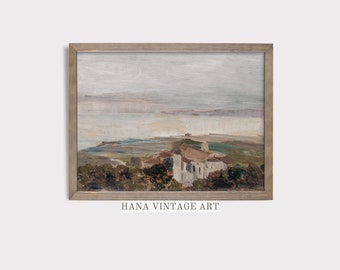 European Coastal Painting |  Vintage Wall Art Warm Tone | Digital PRINTABLE Download | #133