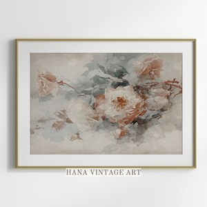Vintage Floral Art Print Cottagecore Wall Decor Neutral Rose Printable ...