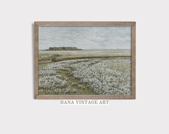 Vaste printemps paysage mur Art printemps prairie peinture vintage paysage impression ferme décor impressions numériques Cottagecore esthétique #113