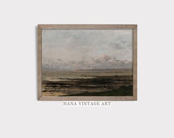Moody Coastal Art Print Vintage Beach Painting Nautical Decor Ocean Wall Art Vintage Seascape Printable Coastal Art Digital Download #21