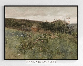 Primavera prato pittura l pittura di paesaggio dell'annata l vintage paese francese Wall Art l antico primavera prato parete Artl DIGITAL DOWNLOAD #127