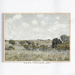 Spring Landscape Print l Meadow Painting | Vintage Landscape Print | Farmhouse Decor PRINTABLE #139