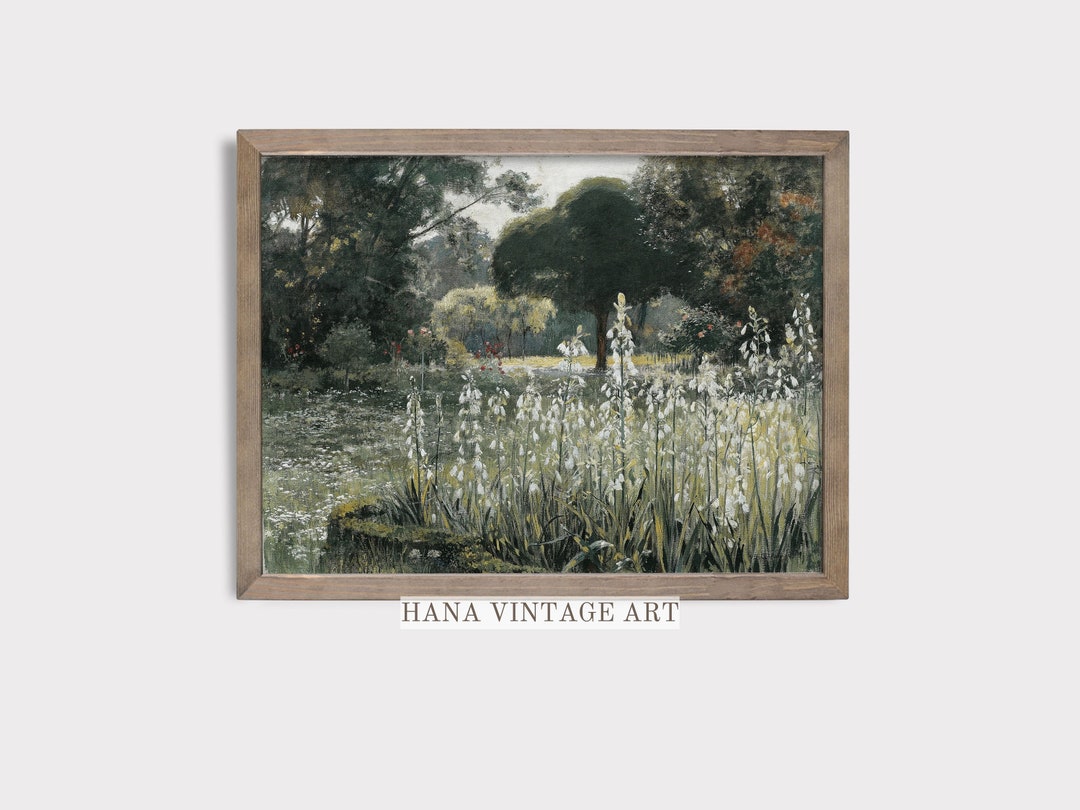 Vintage Landscape Painting Printable Cottage Decor Spring Digital Wall ...