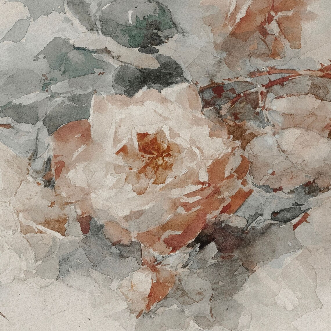 Vintage Floral Art Print Cottagecore Wall Decor Neutral Rose Printable ...