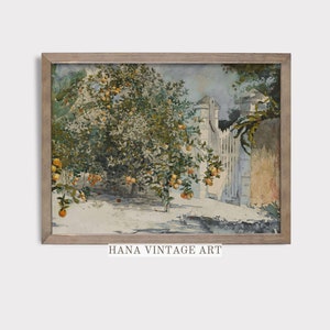 Vintage Orange Grove Wall Art, Framed Botanical Print, Rustic Country Garden Decor, Vintage Style Home Decor, Classic Farmhouse Art #130