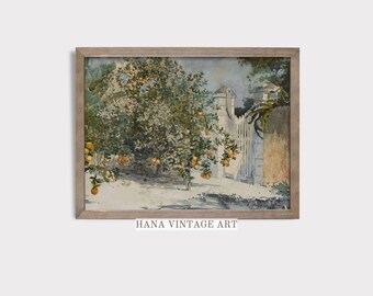 Vintage Orange Grove Wall Art, Framed Botanical Print, Rustic Country Garden Decor, Vintage Style Home Decor, Classic Farmhouse Art #130