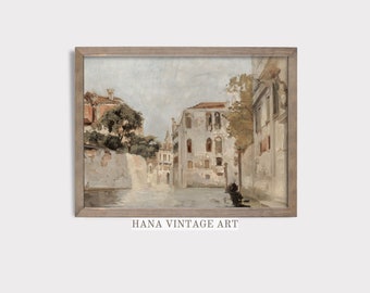PRINTABLE Venice Canal Painting | Vintage Neutral Italy Wall Art | Digital Download | #146