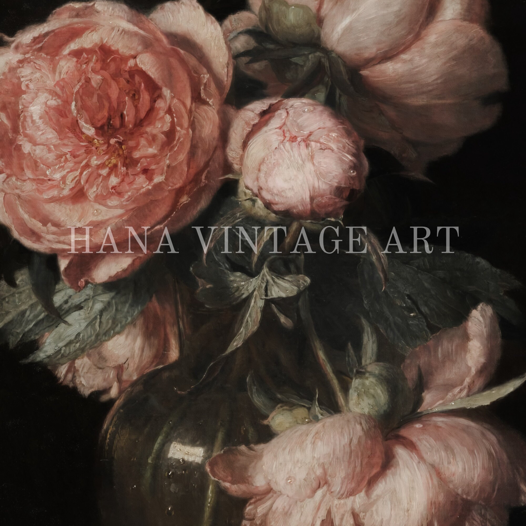 Moody Flower Dark Tone Vintage Art Prints Floral Still Life Oil ...