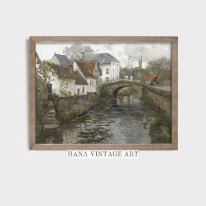 peinture de pays vintage | Impression de village européen rustique | Décor de ferme Paysage Wall Art Digital Downloadable PRINTABLE #12
