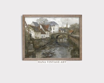 Vintage Country Painting | Rustic European Village Print | Farmhouse Decor Landscape Wall Art Digital Downloadable PRINTABLE #12