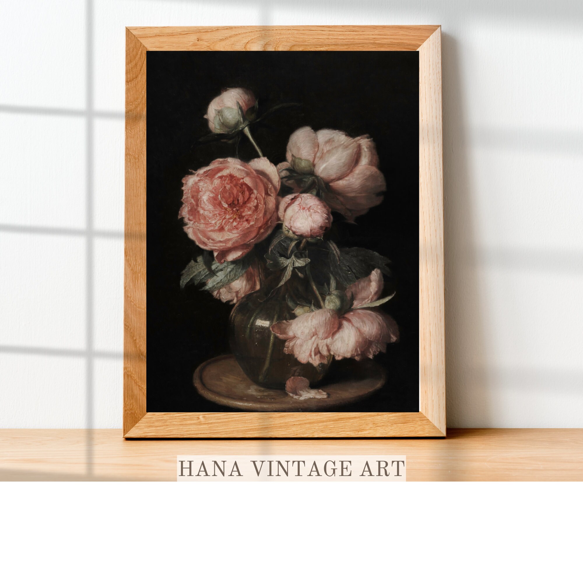 Moody Flower Dark Tone Vintage Art Prints Floral Still Life Oil ...