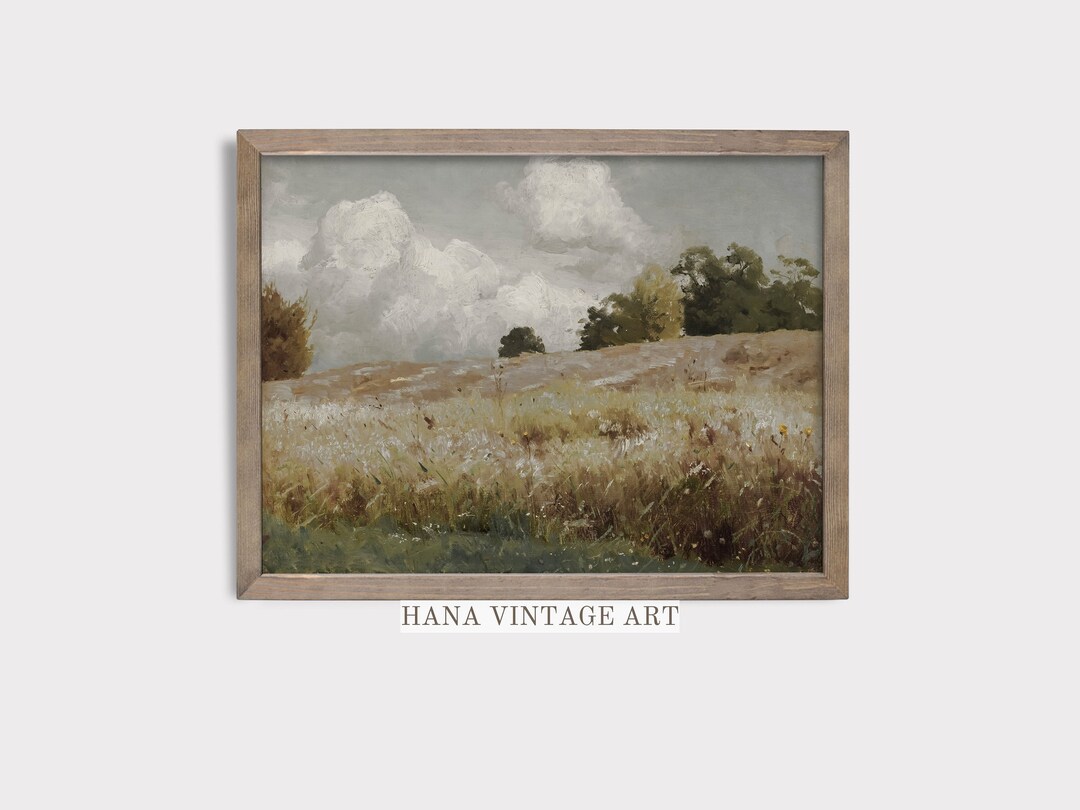 Vintage Farmhouse Wall Decor Country Landscape Painting Rustic Home ...