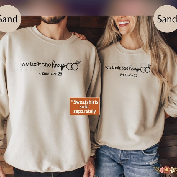 We Took the Leap Personalized Wedding Sweatshirt Gifts Custom Wife Hubs Sweater We Eloped Marriage Pullover Rare Elopement Anniversary Gift