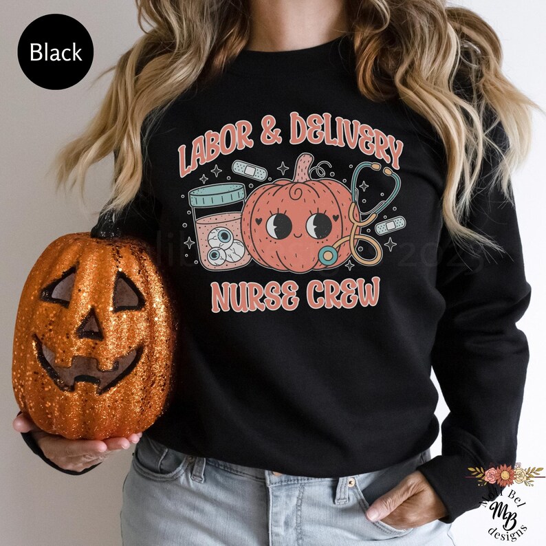 Cute Labor and Delivery Nurse Sweatshirt Spooky Halloween Delivery ...