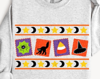 Vintage Halloween inspired png design. 90s inspired. Grandma core png. Thrifted decor png. Granny sweater. Digital download only.